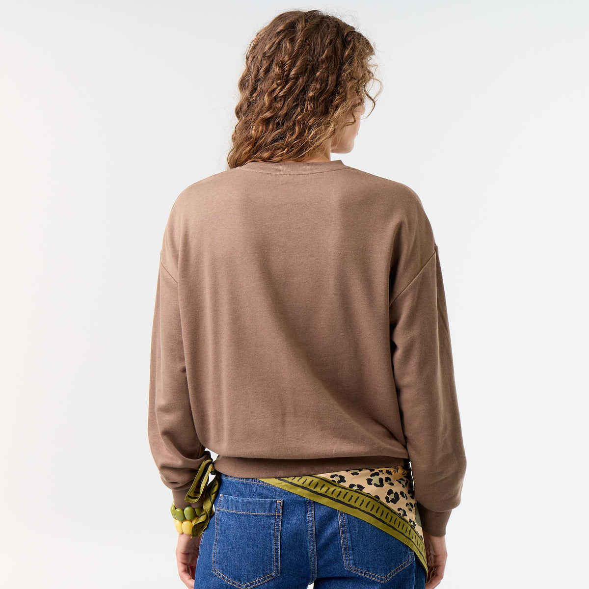 Sweat uni en French Terry MARRON