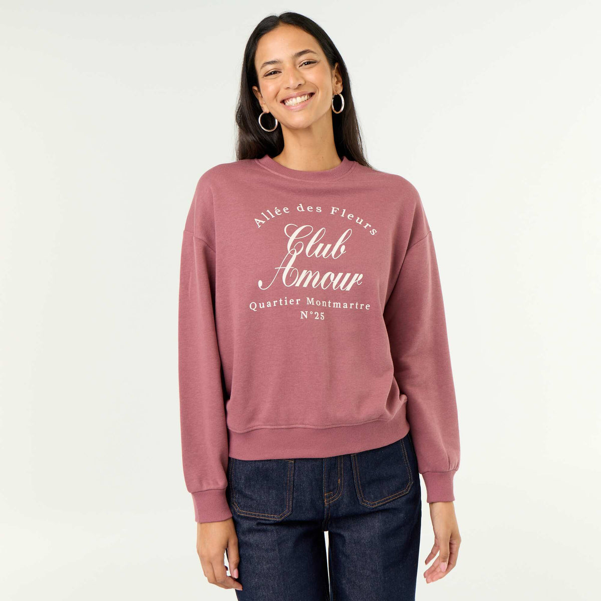 Sweat à col rond imprimé ROSE
