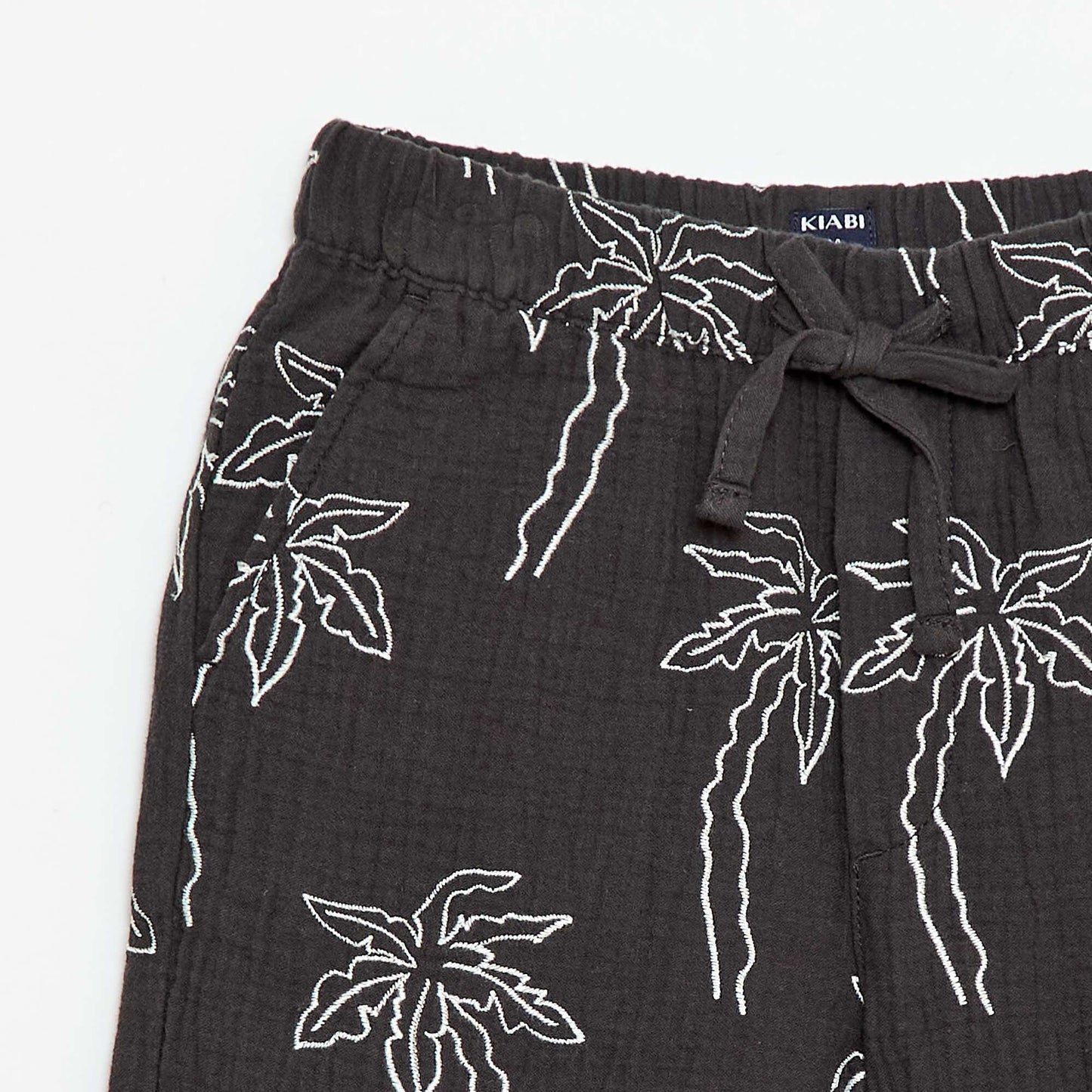 Short en gaze de coton en motif brodé NOIR