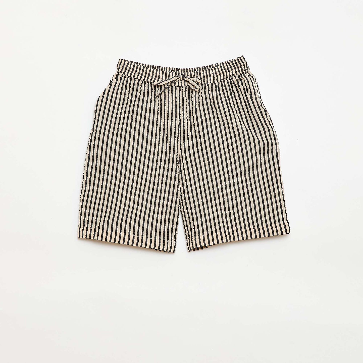 Short rayé avec cordons de serrage BEIGE