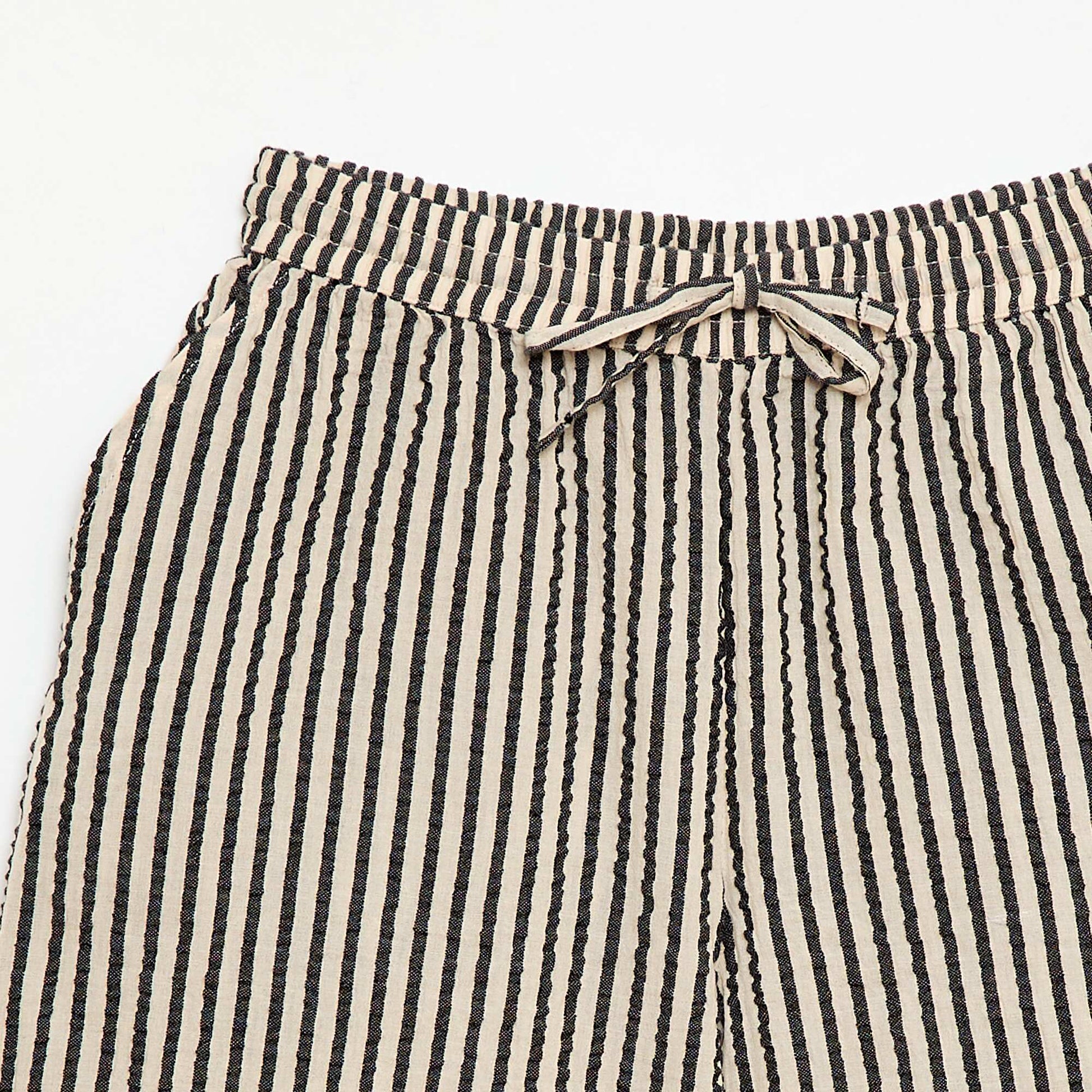 Short rayé avec cordons de serrage BEIGE