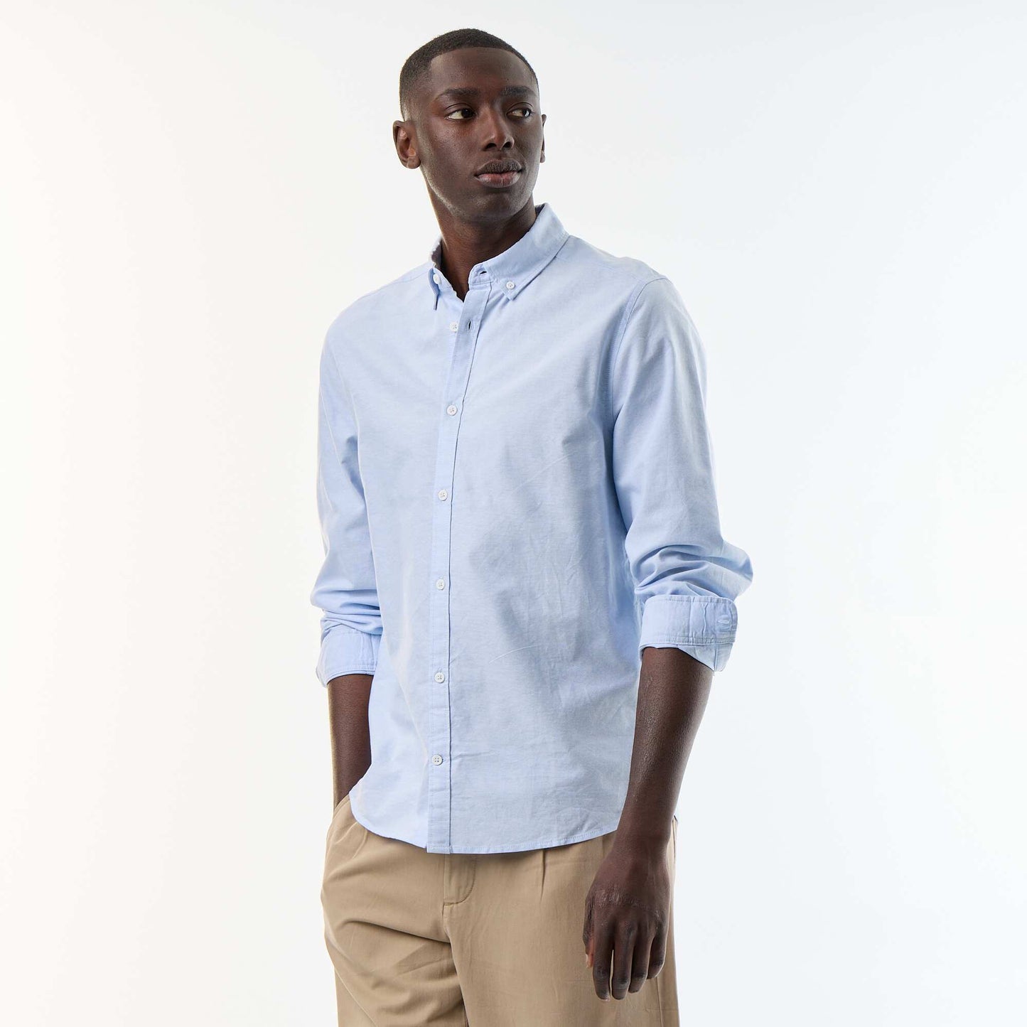 Chemise oxford à ouverture boutonnée BLEU