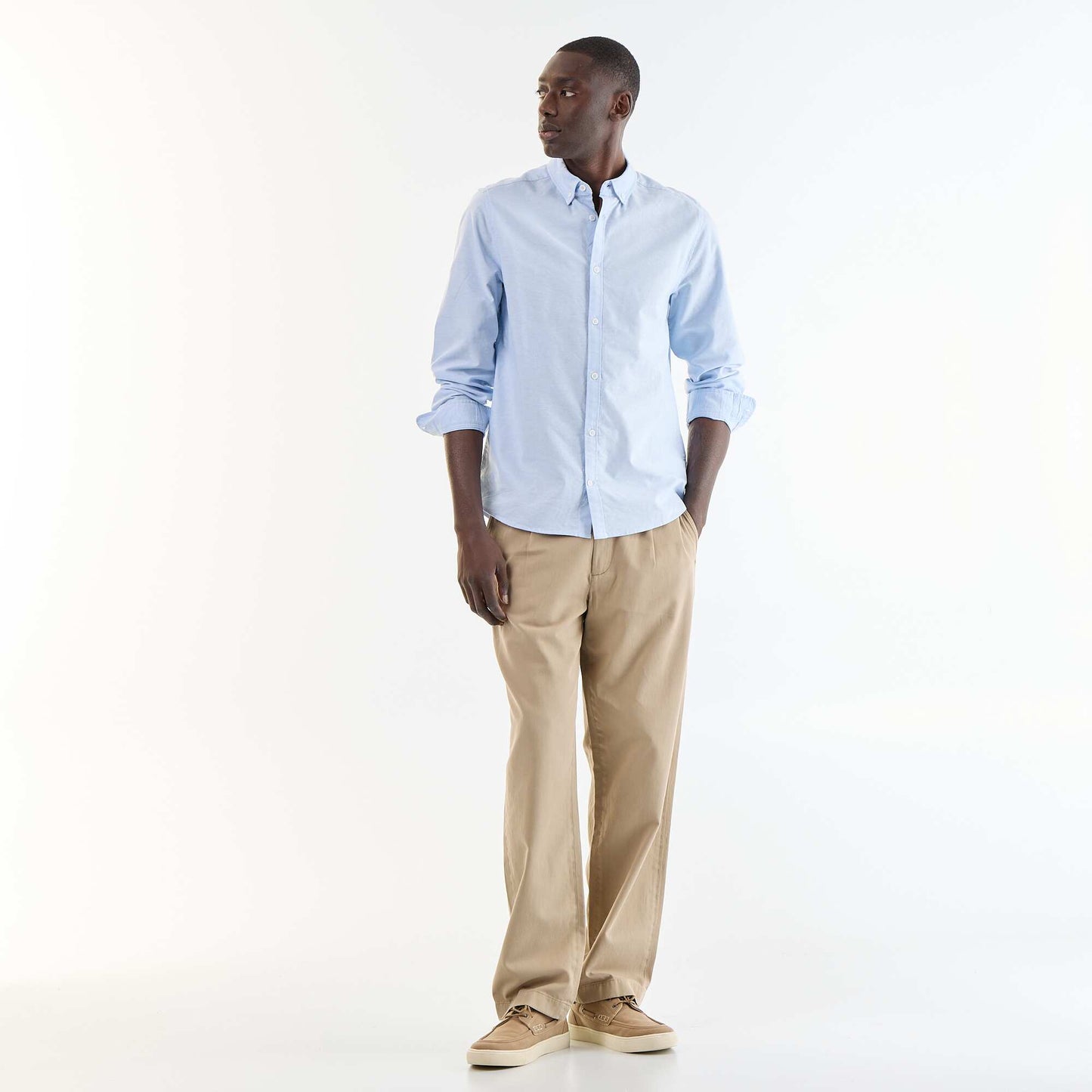 Chemise oxford à ouverture boutonnée BLEU