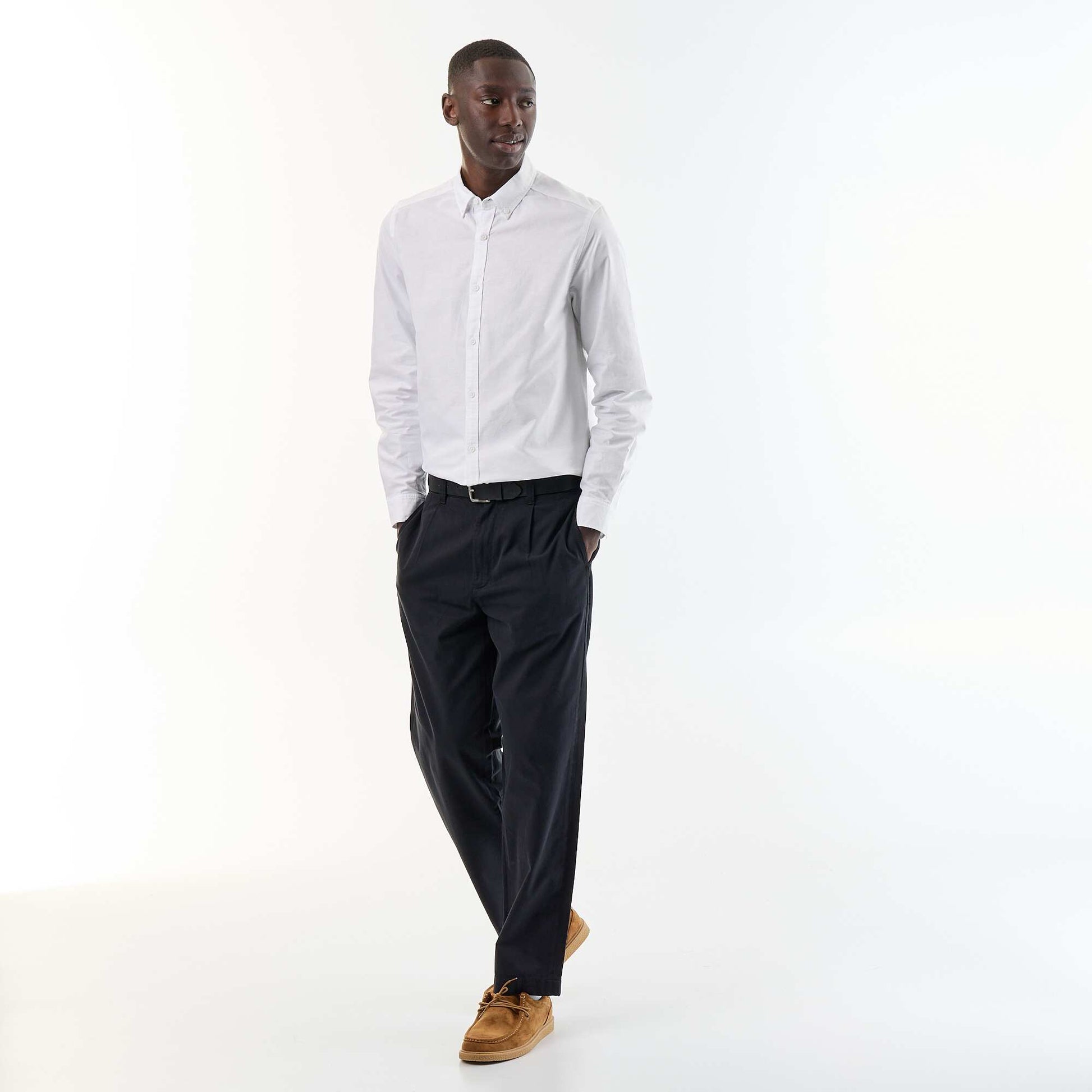 Chemise oxford à ouverture boutonnée BLANC