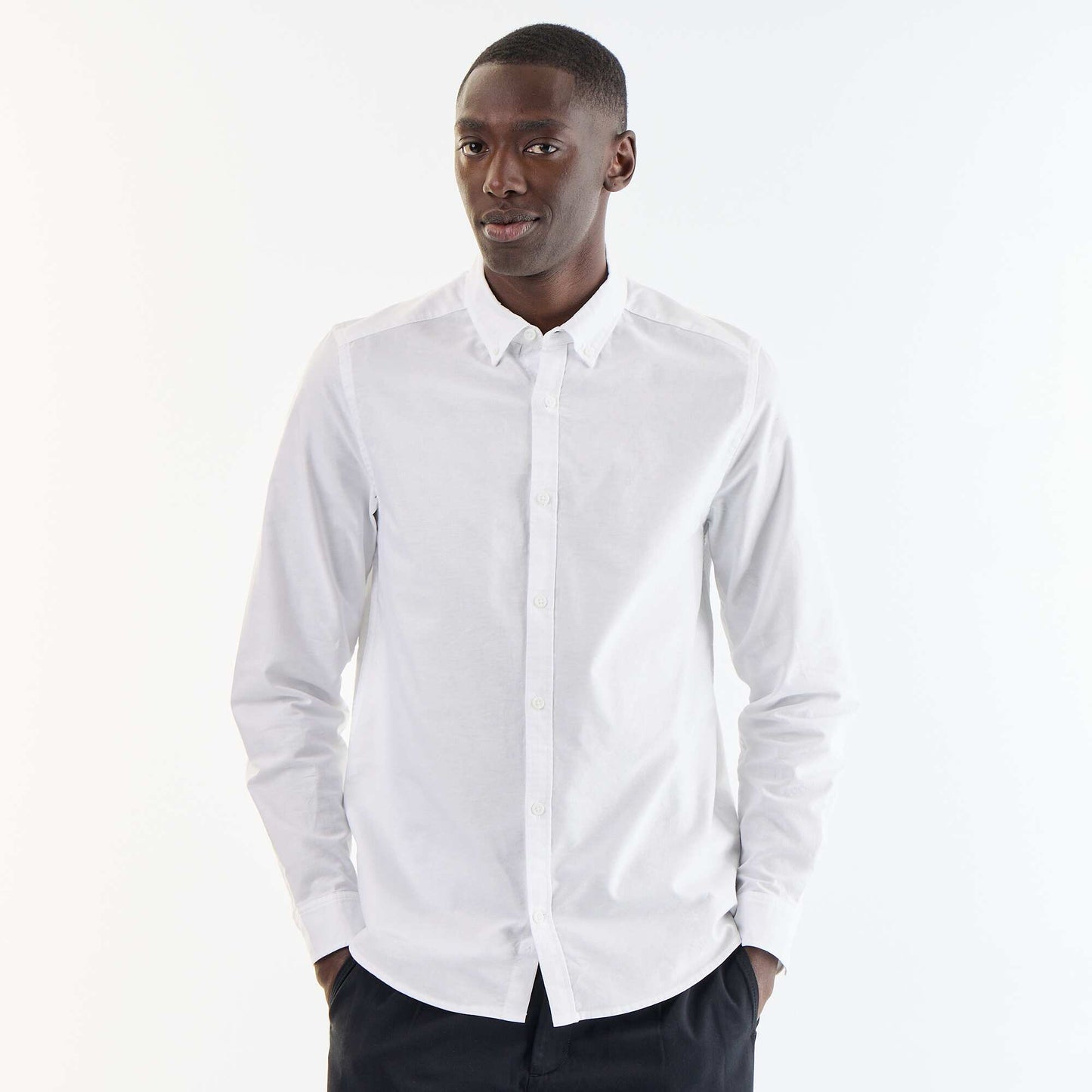 Chemise oxford à ouverture boutonnée BLANC