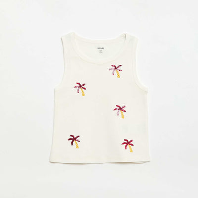 Débardeur avec broderies fantaisies BLANC
