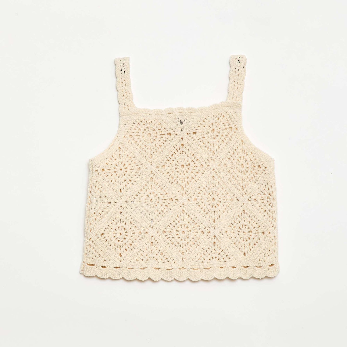 Top en crochet uni ECRU
