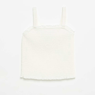 T-shirt smoké à bretelles BLANC