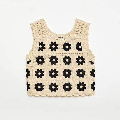 Top en crochet à motif BEIGE