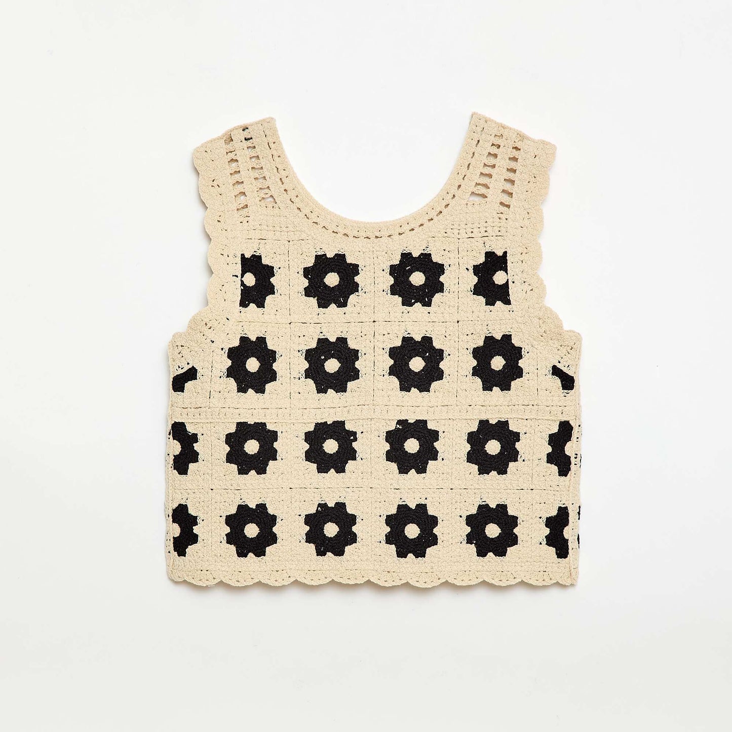 Top en crochet à motif BEIGE