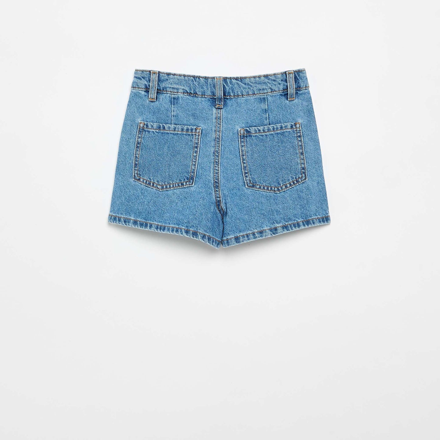 Short en denim avec effet plissé BLEU