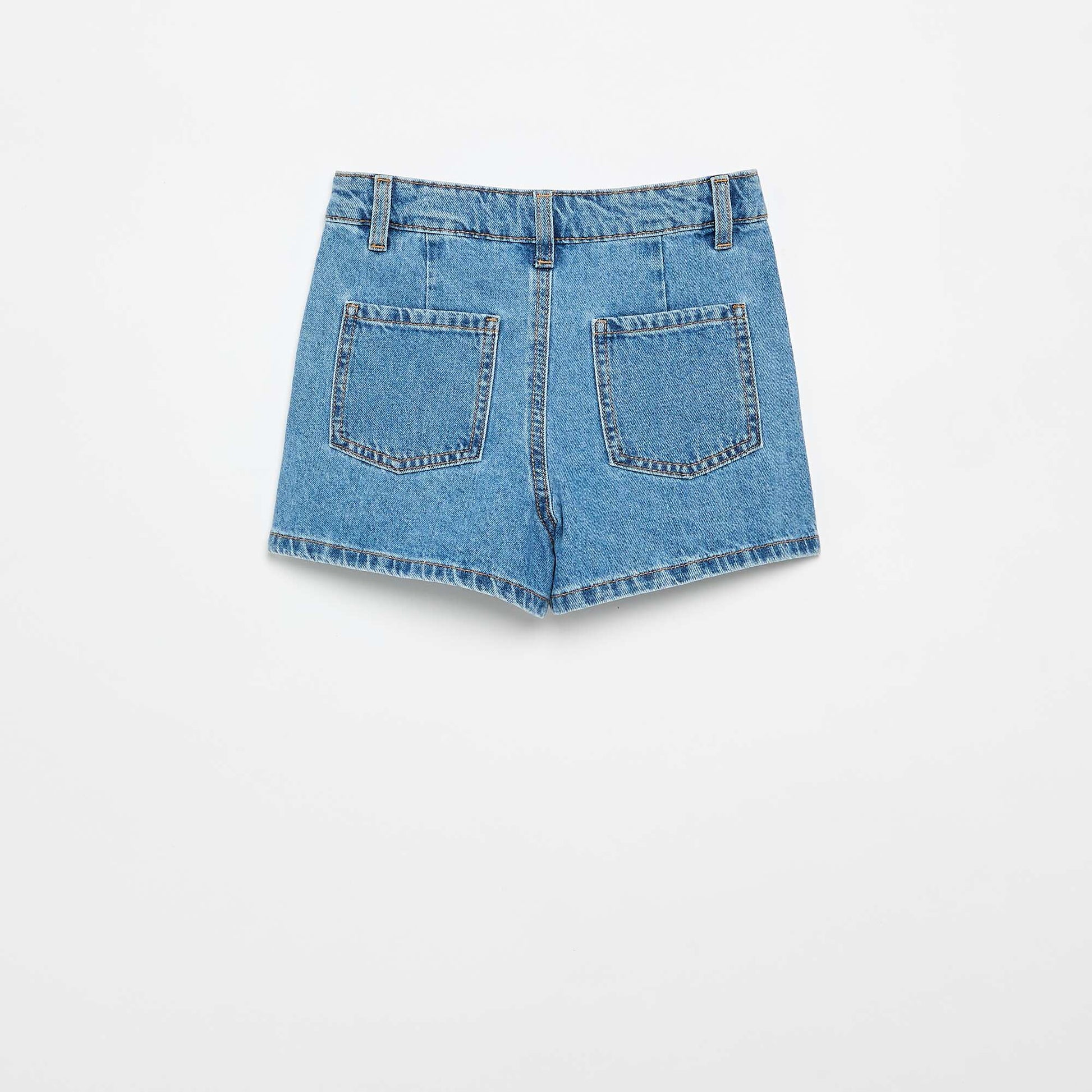 Short en denim avec effet plissé BLEU