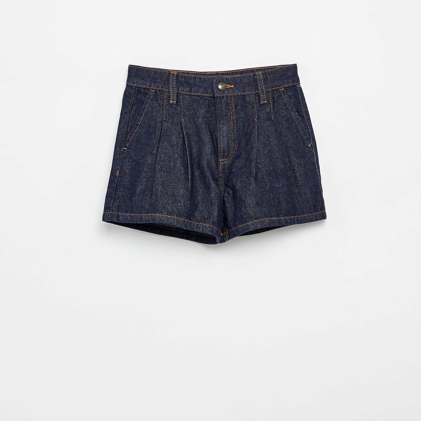 Short en denim avec effet plissé BLEU