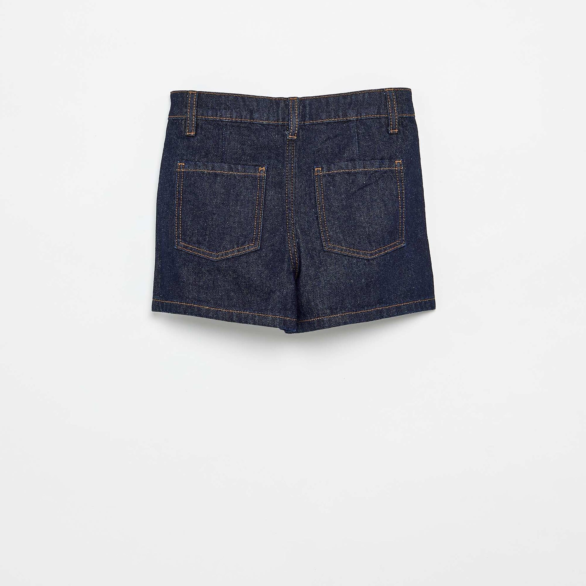 Short en denim avec effet plissé BLEU