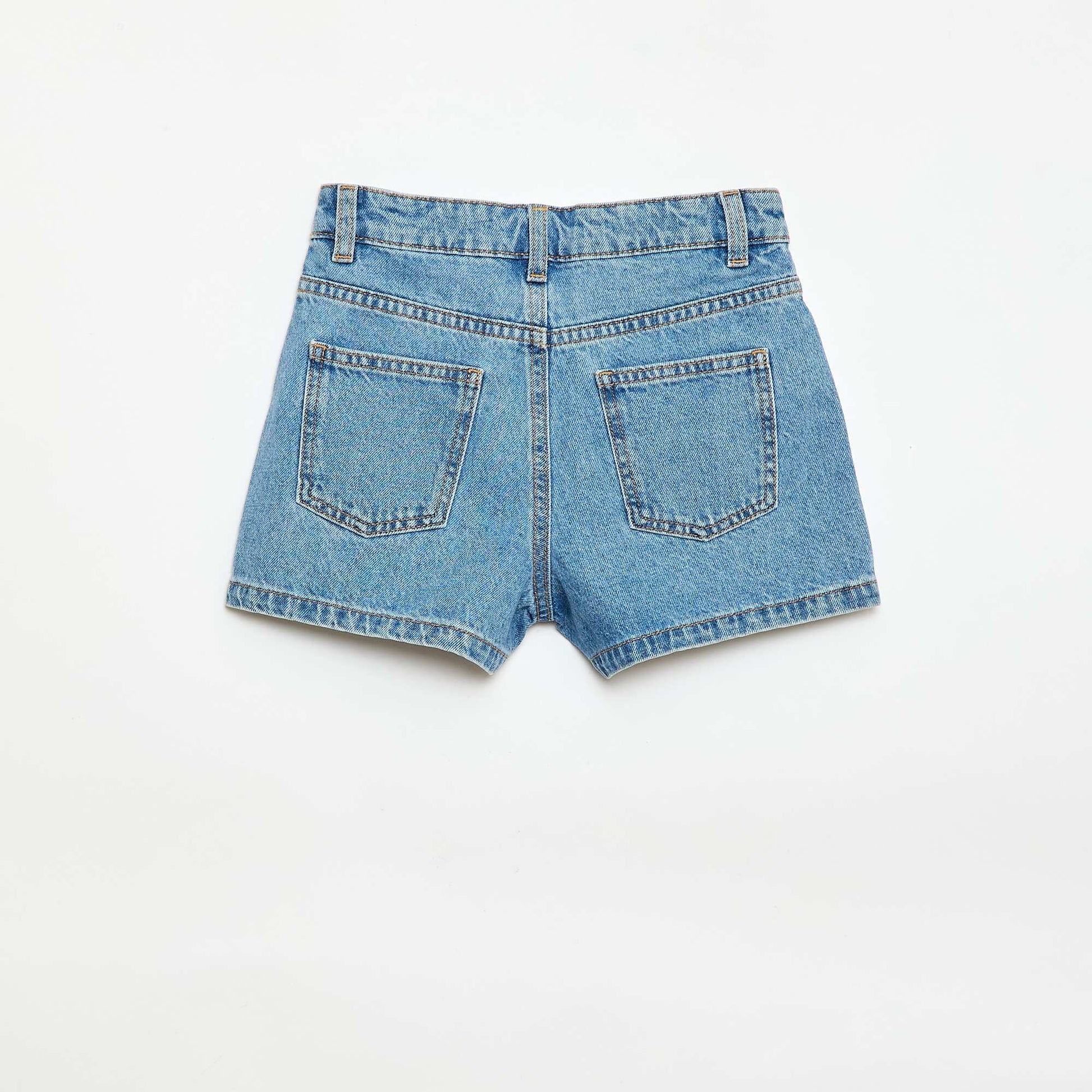Short en jean avec broderies BLEU