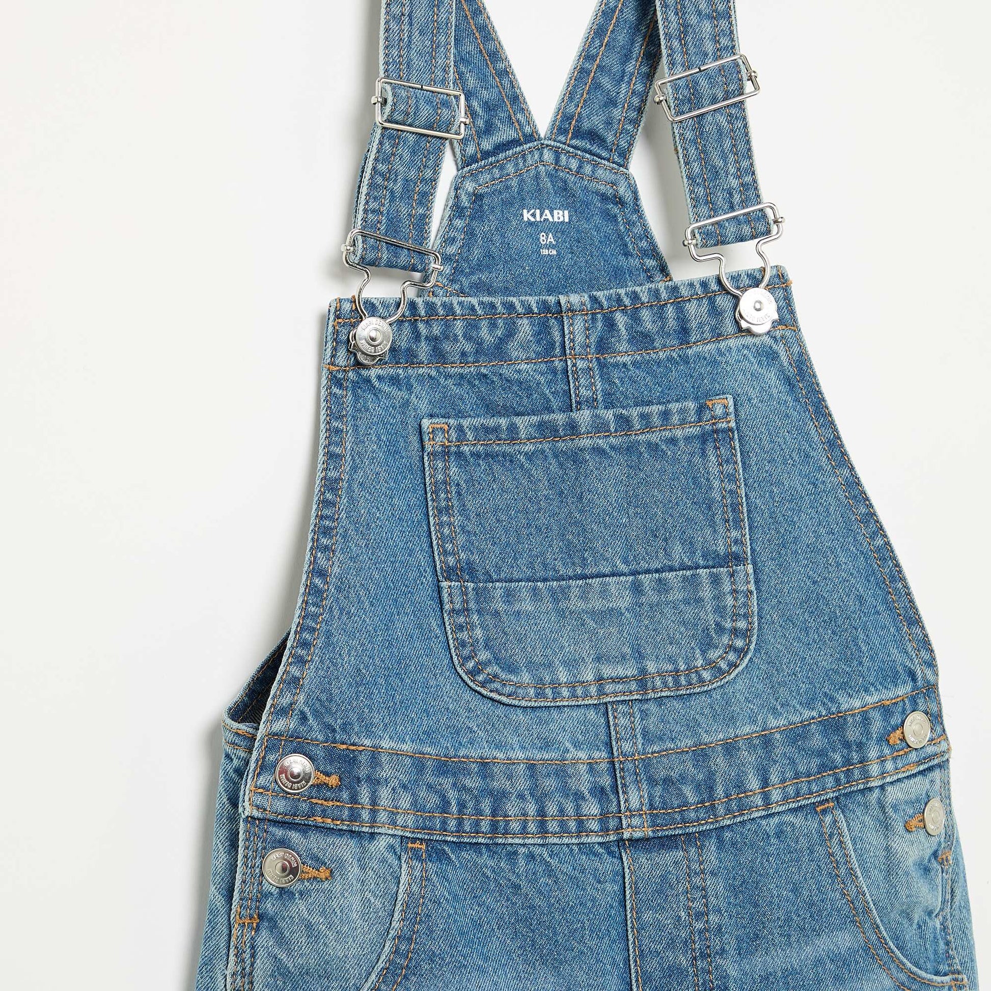 Salopette short en denim BLEU