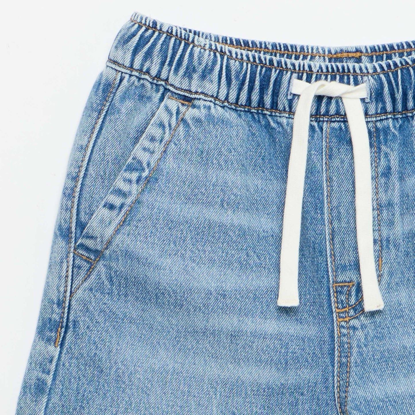 Bermuda en denim avec cordons de serrage BLEU