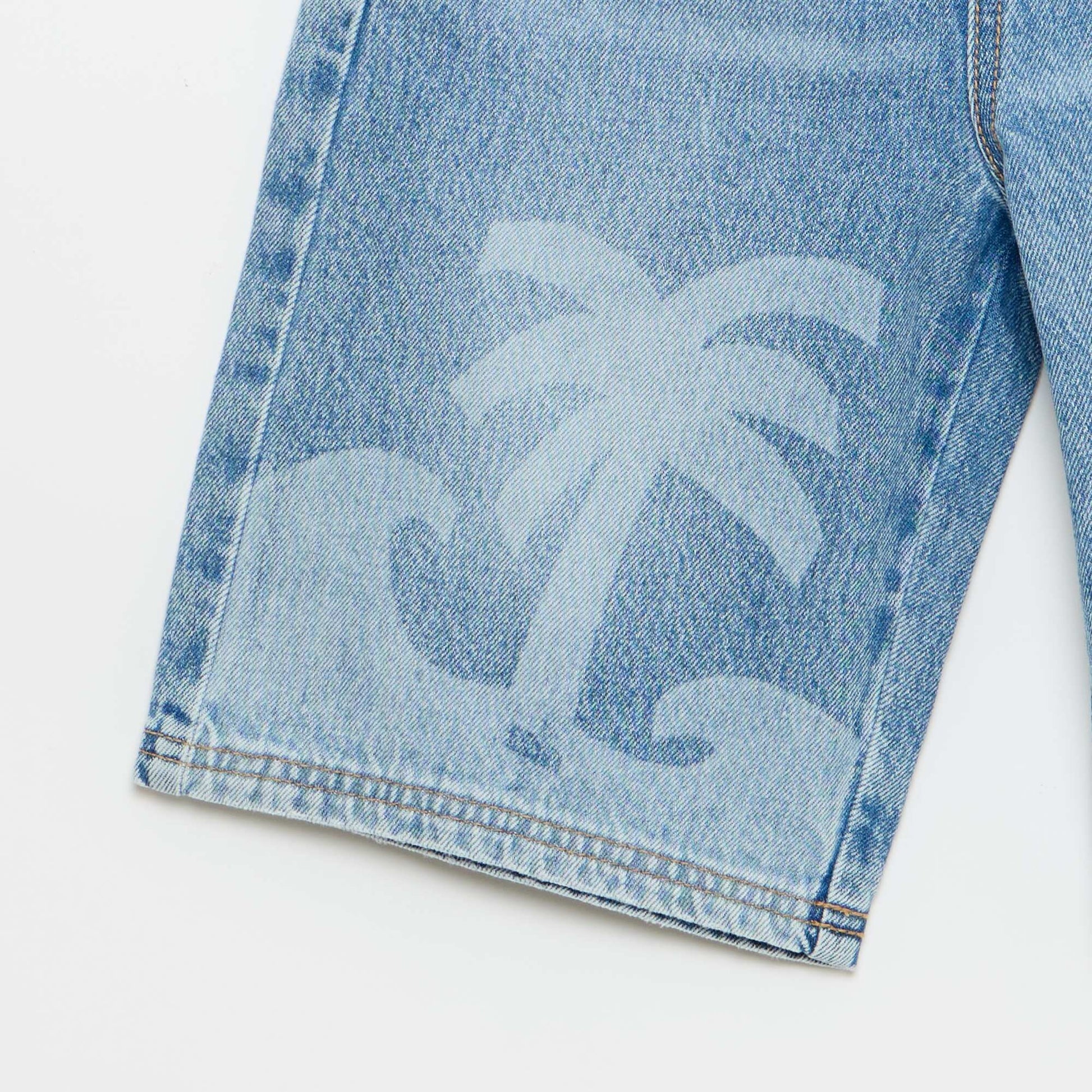 Bermuda en denim avec cordons de serrage BLEU