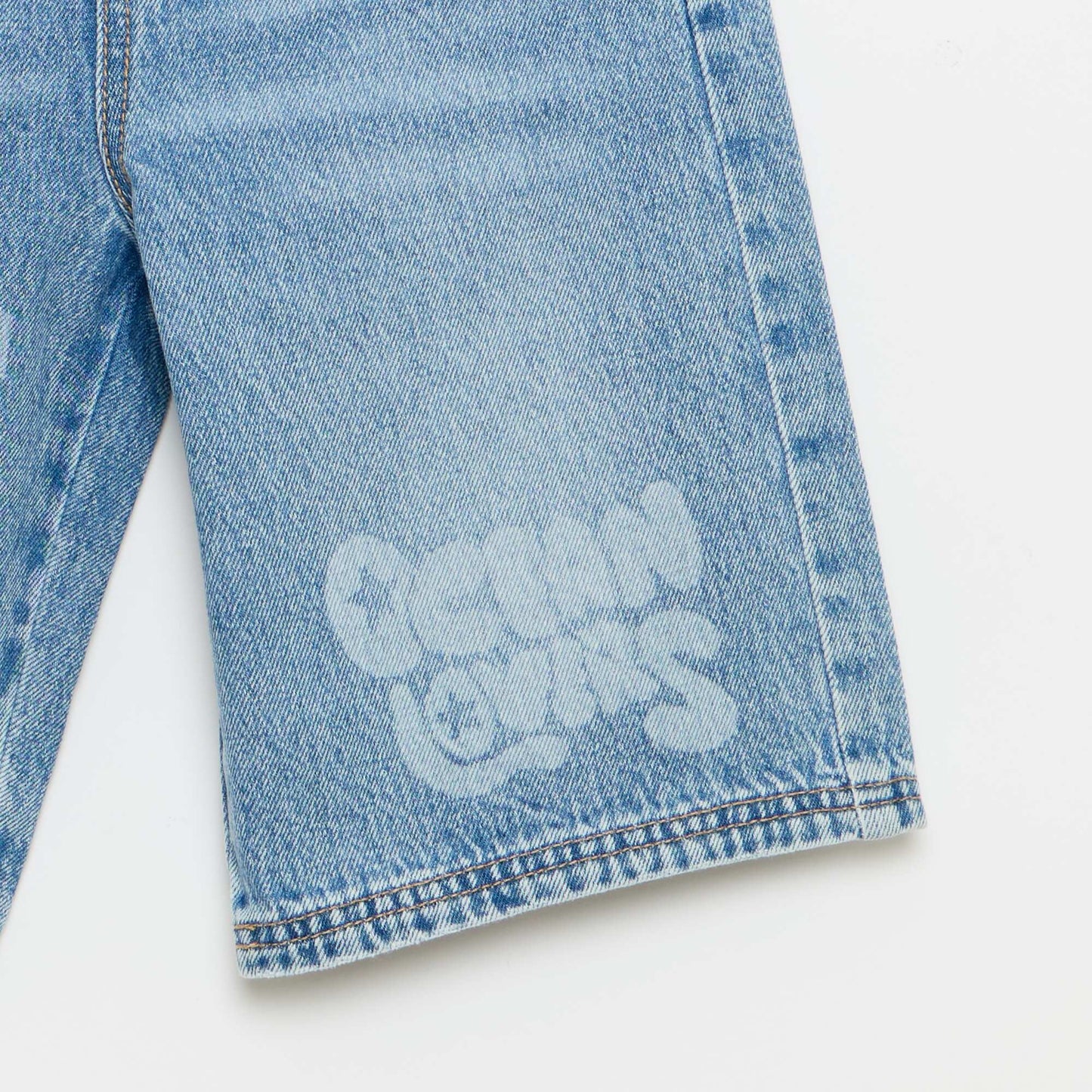 Bermuda en denim avec cordons de serrage BLEU