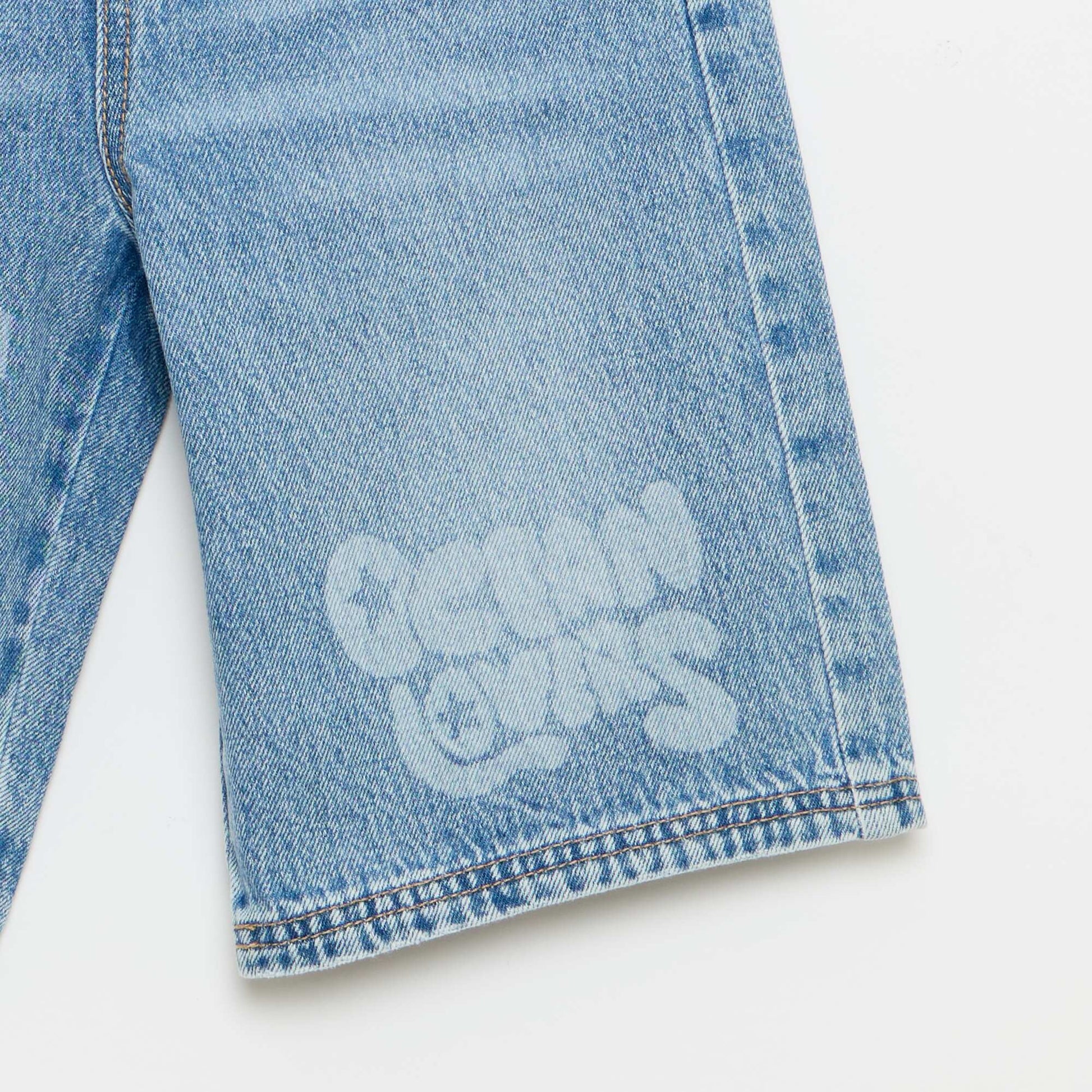 Bermuda en denim avec cordons de serrage BLEU