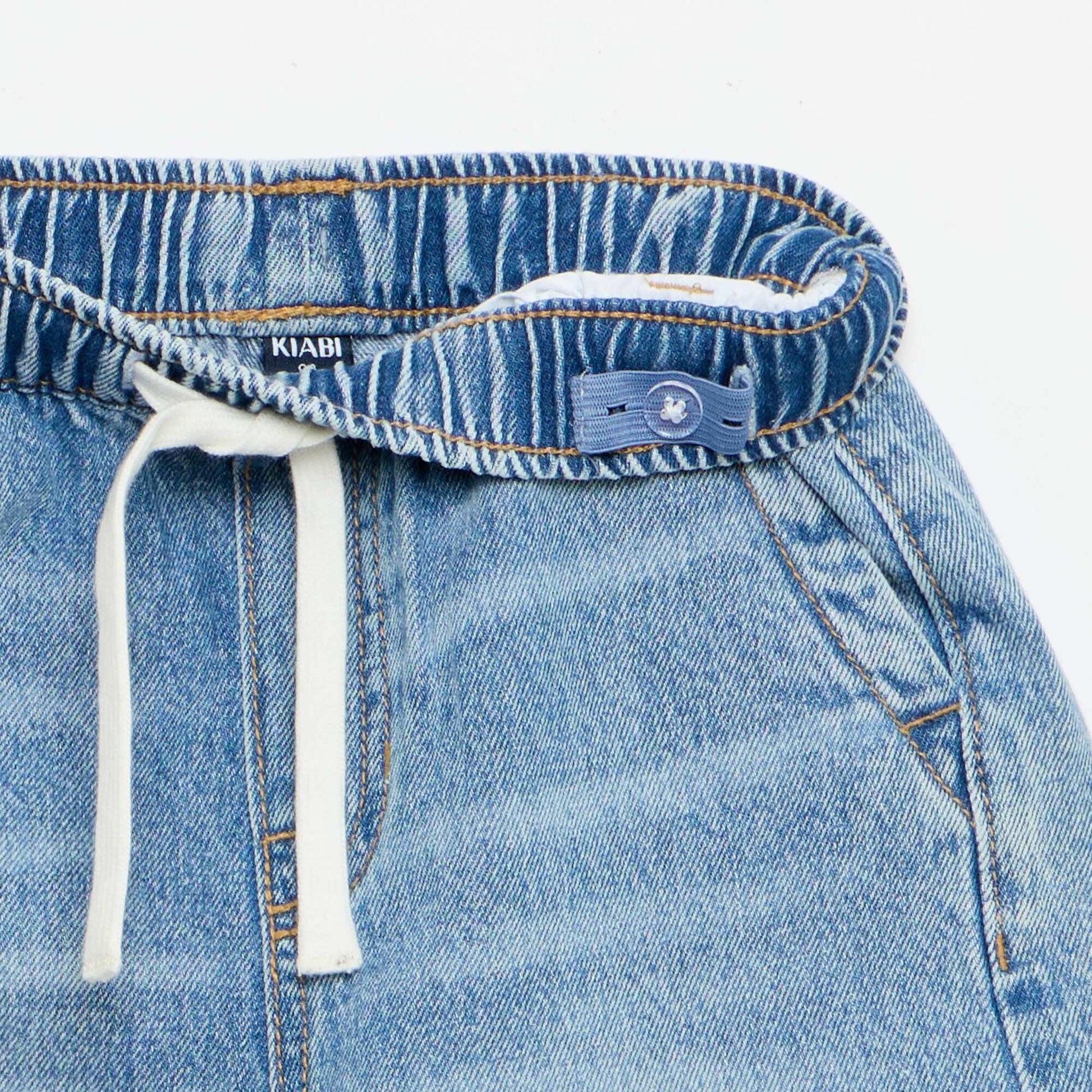 Bermuda en denim avec cordons de serrage BLEU