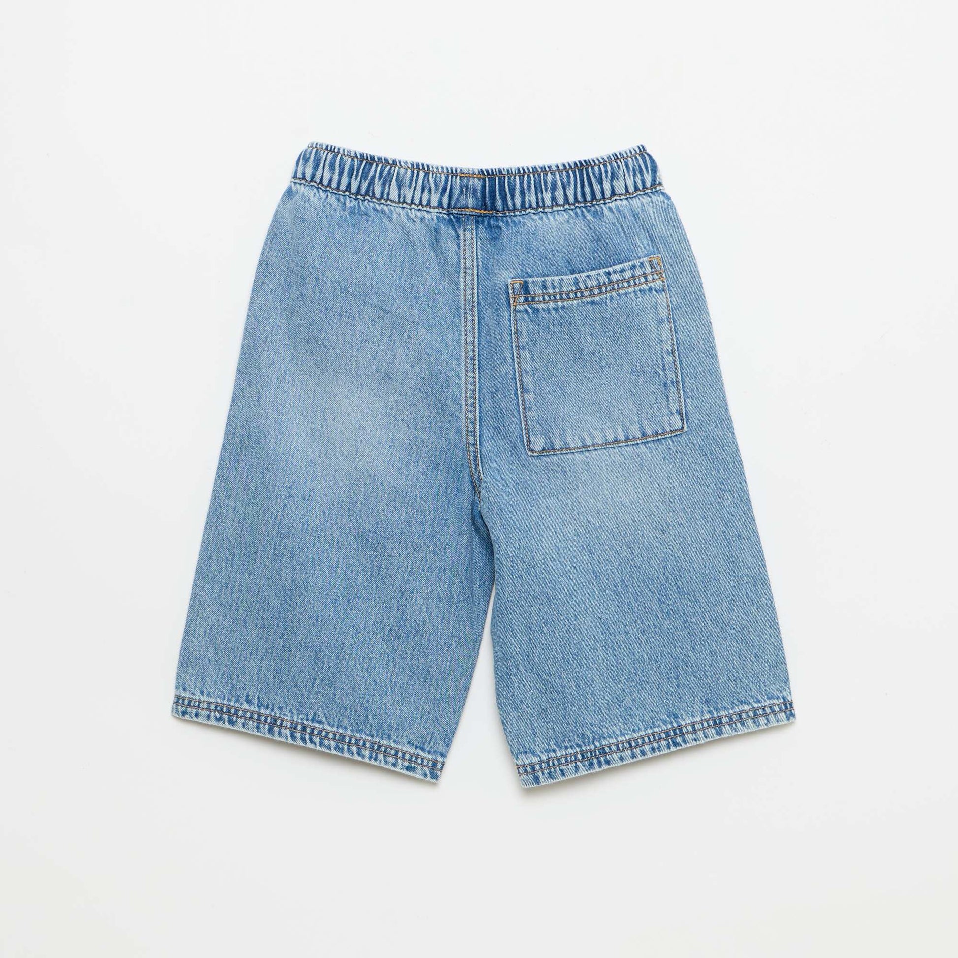 Bermuda en denim avec cordons de serrage BLEU