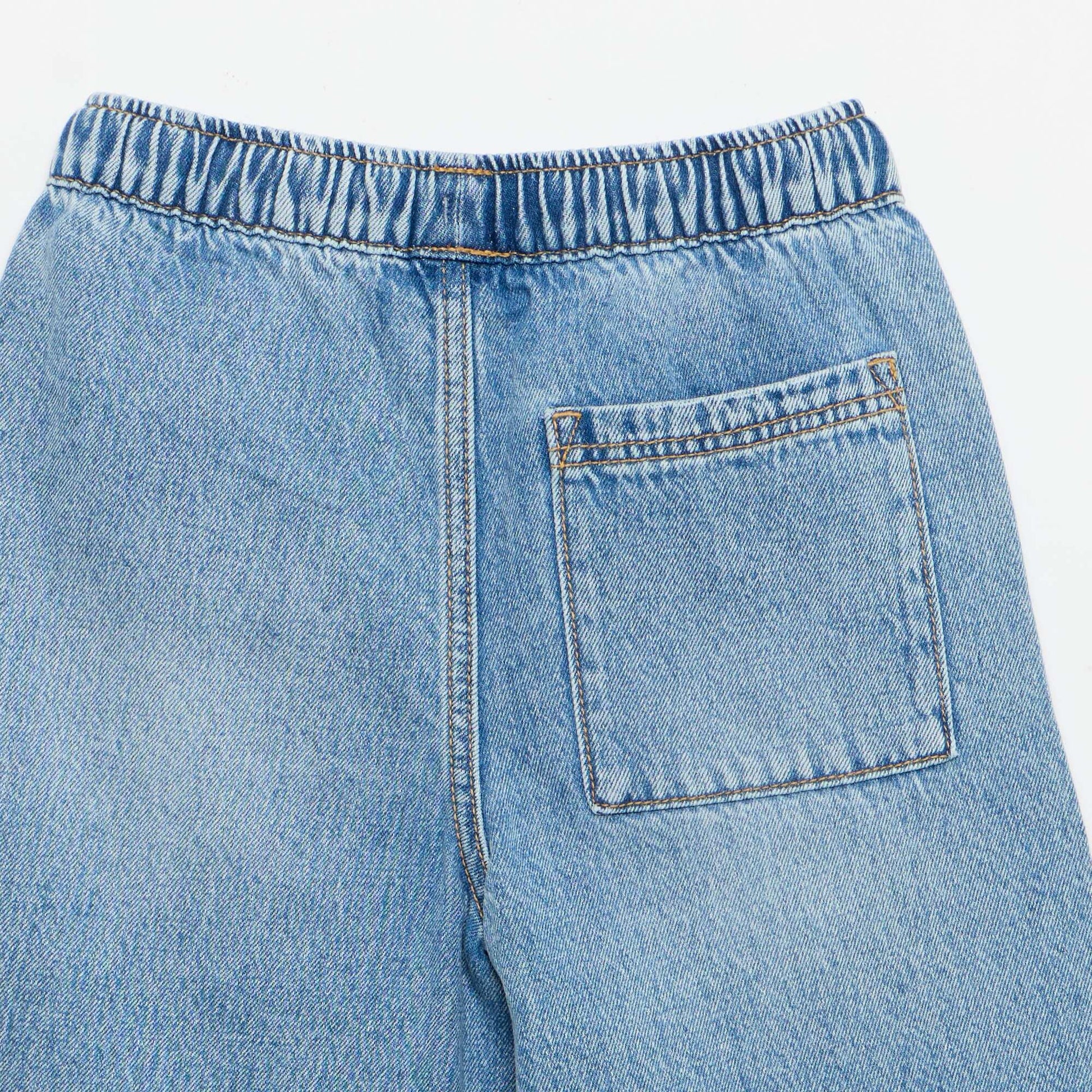 Bermuda en denim avec cordons de serrage BLEU
