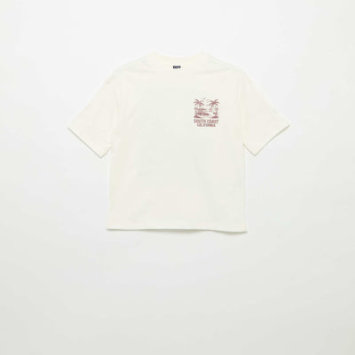 T-shirt imprimé à message à manches courtes BLANC