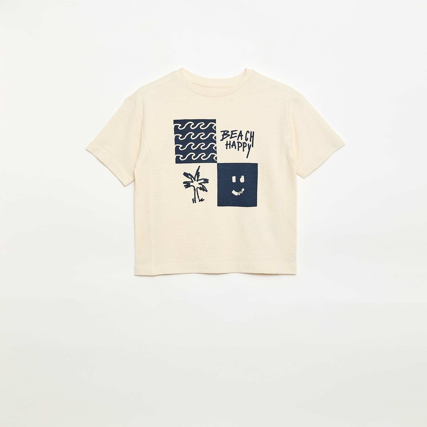 T-shirt loose à manches courtes imprimé BEIGE