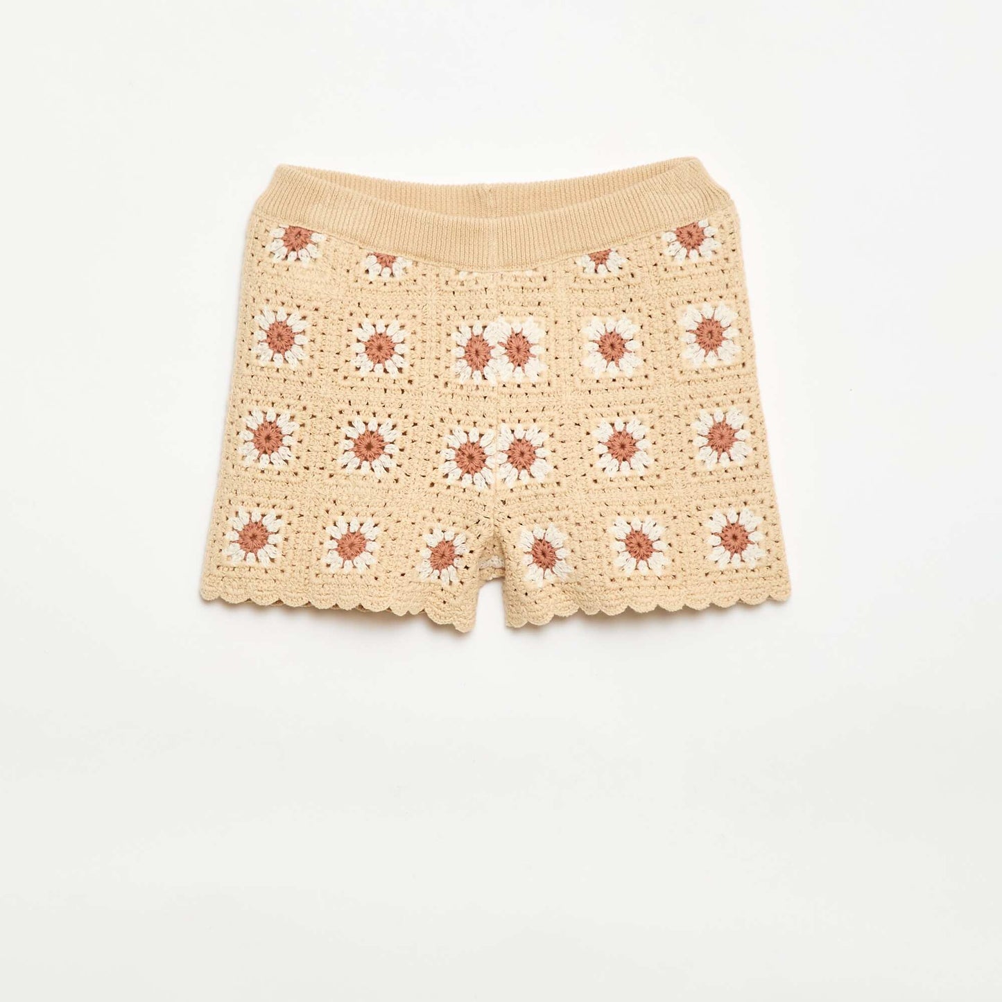 Short en crochet avec motif BEIGE