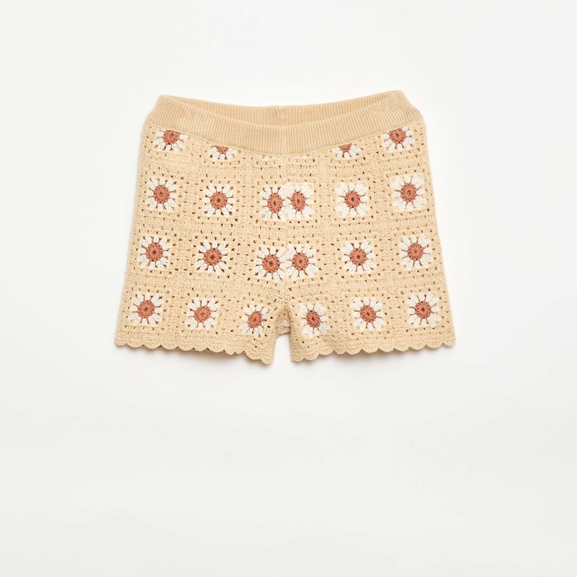 Short en crochet avec motif BEIGE