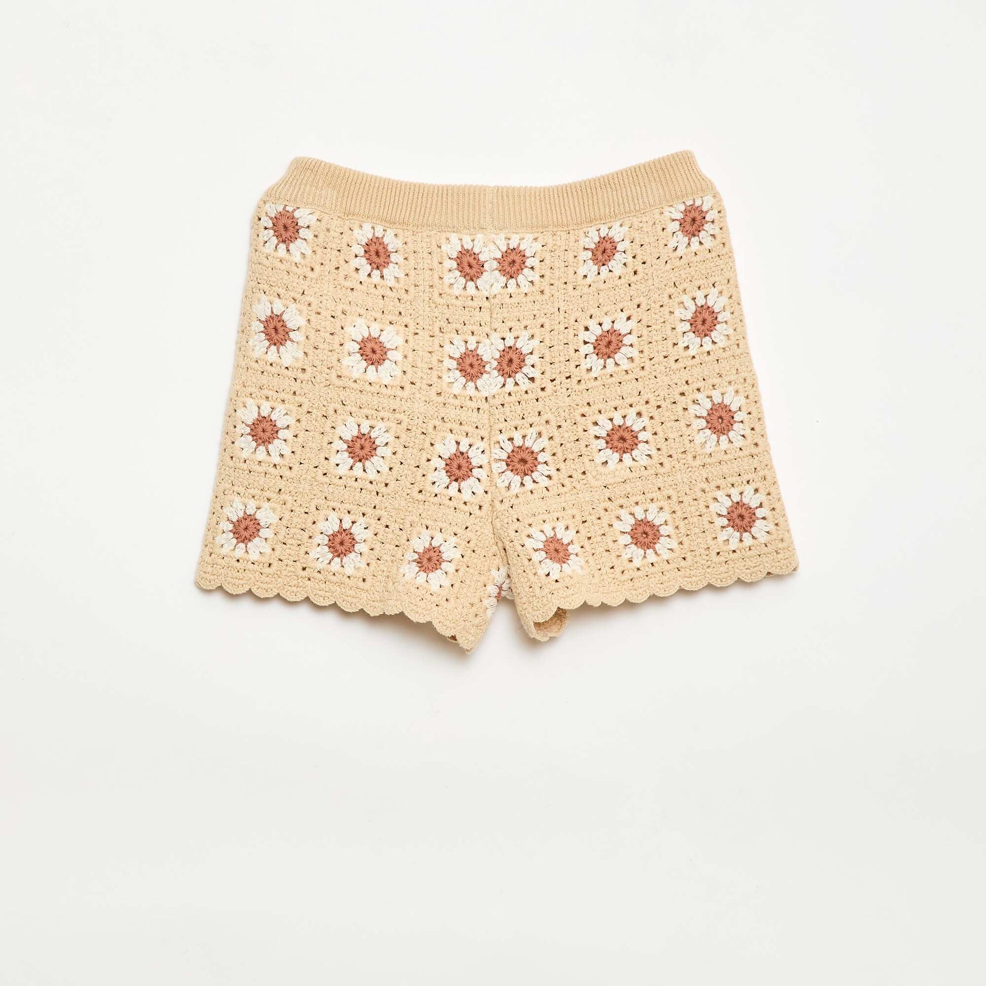 Short en crochet avec motif BEIGE