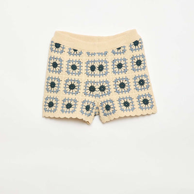 Short en crochet avec motif BEIGE