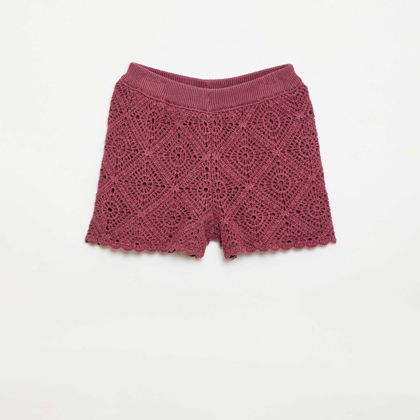 Short en crochet uni ROUGE