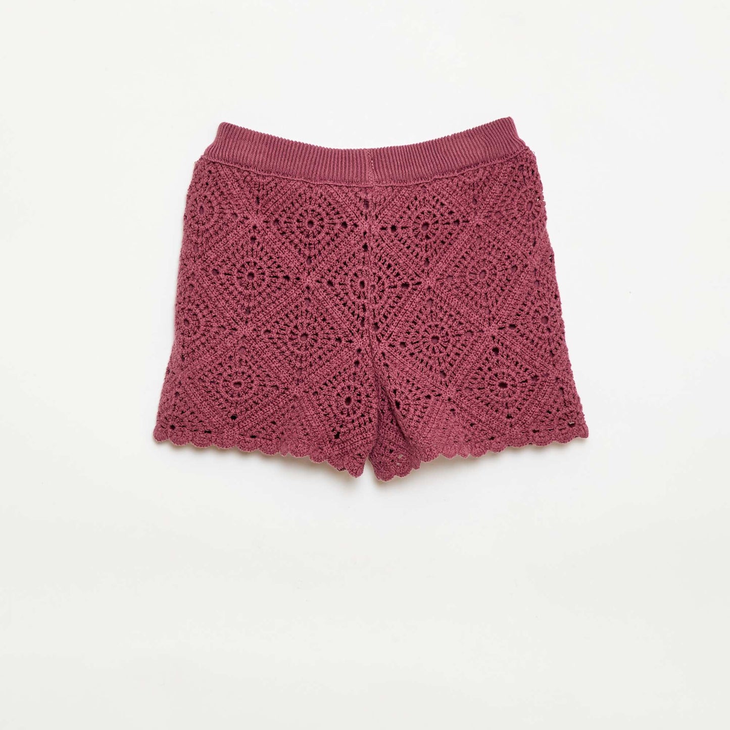 Short en crochet uni ROUGE