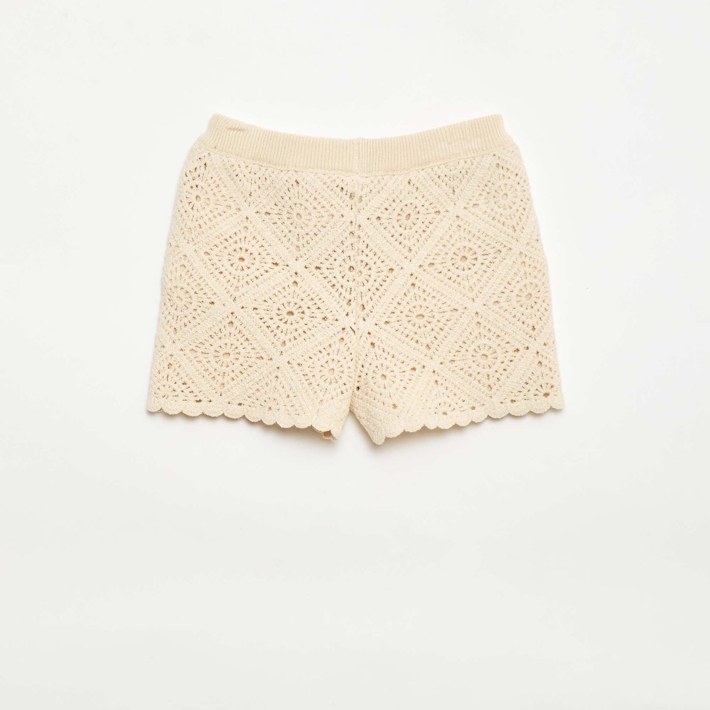 Short en crochet uni BLANC