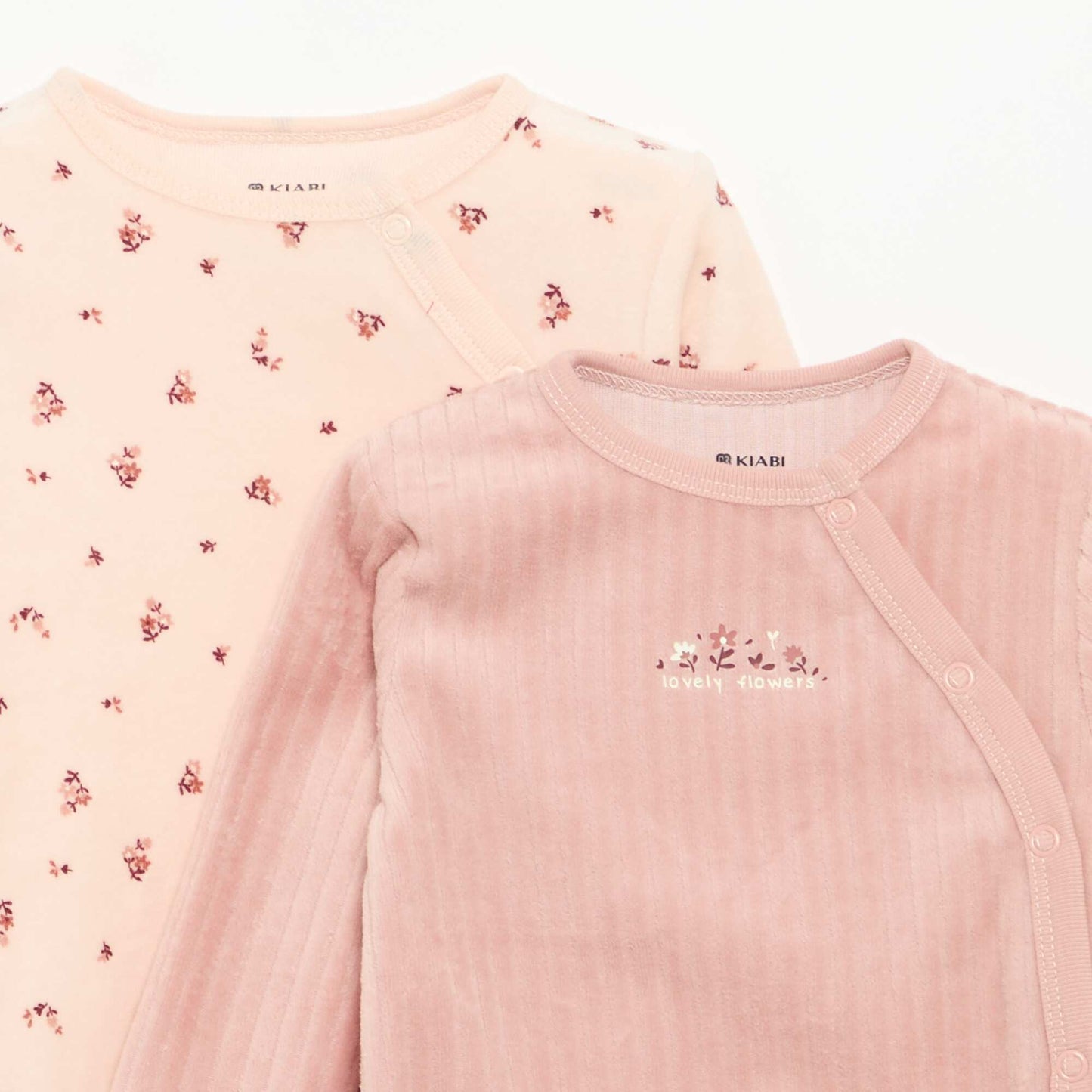 Lot de 2 pyjama en velours avec pieds ROSE
