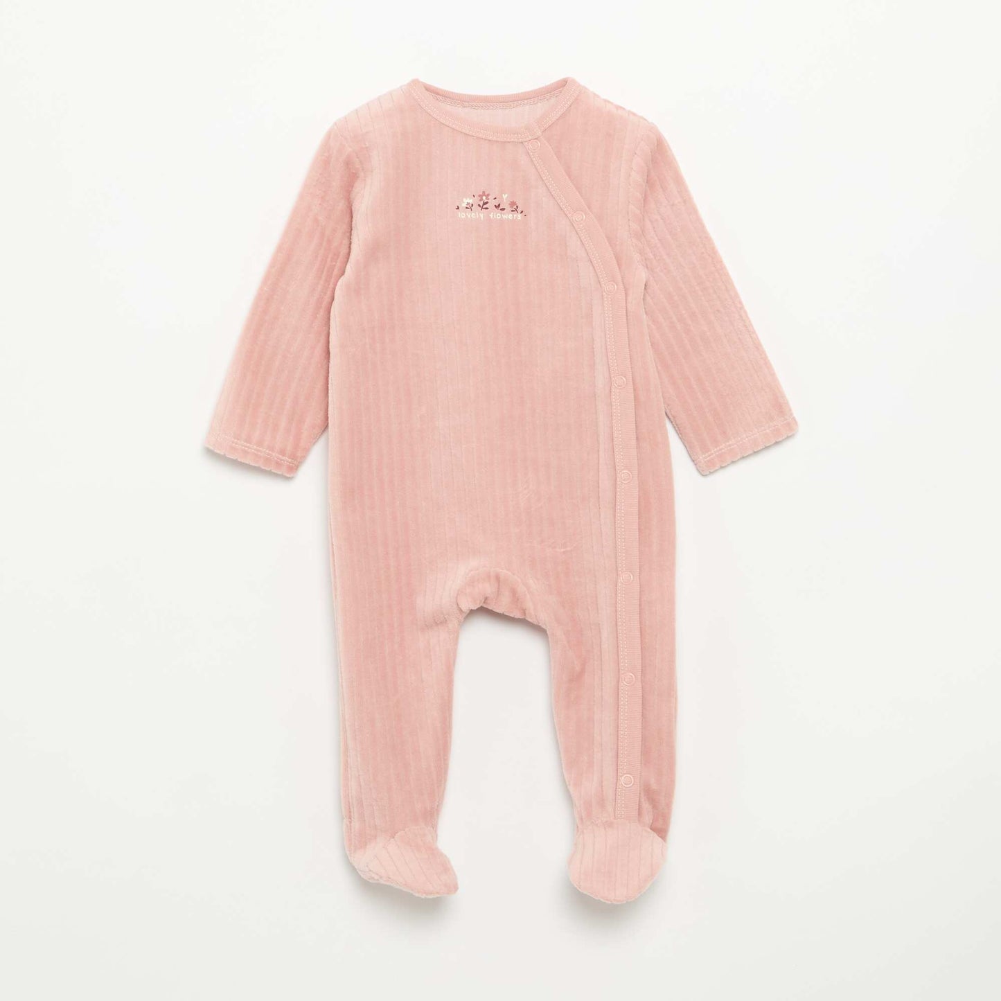 Lot de 2 pyjama en velours avec pieds ROSE
