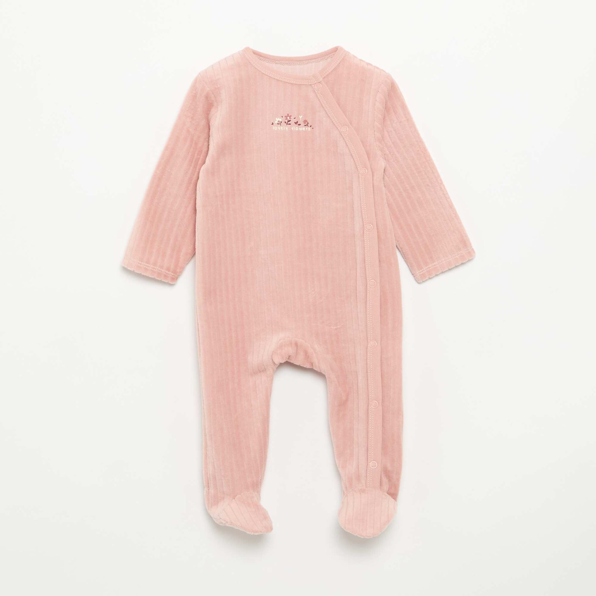 Lot de 2 pyjama en velours avec pieds ROSE