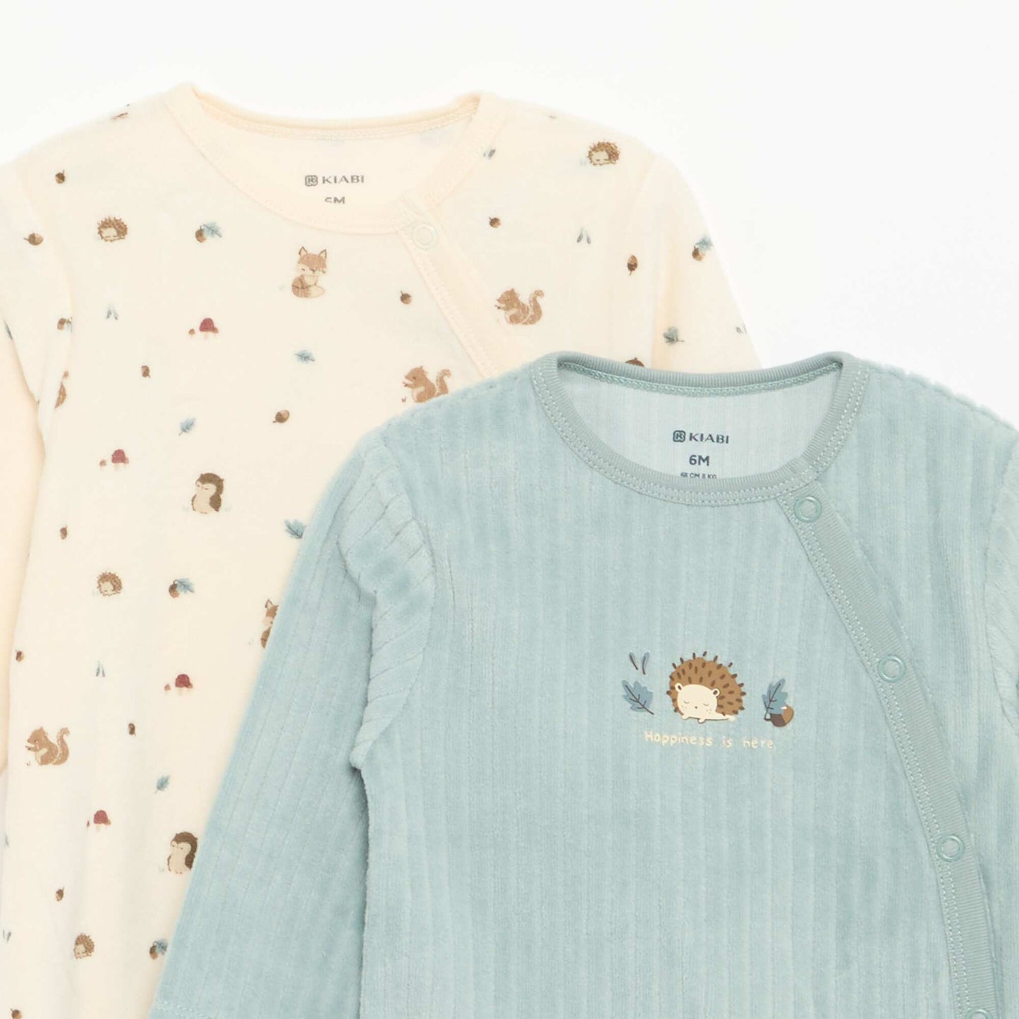 Lot de 2 pyjama en velours avec pieds BLEU