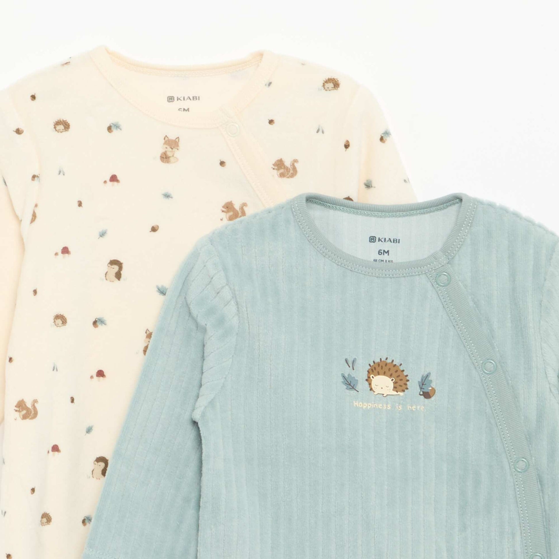 Lot de 2 pyjama en velours avec pieds BLEU