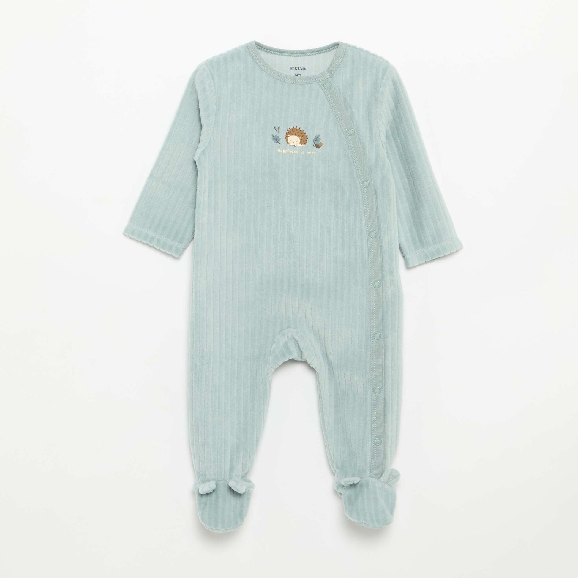Lot de 2 pyjama en velours avec pieds BLEU