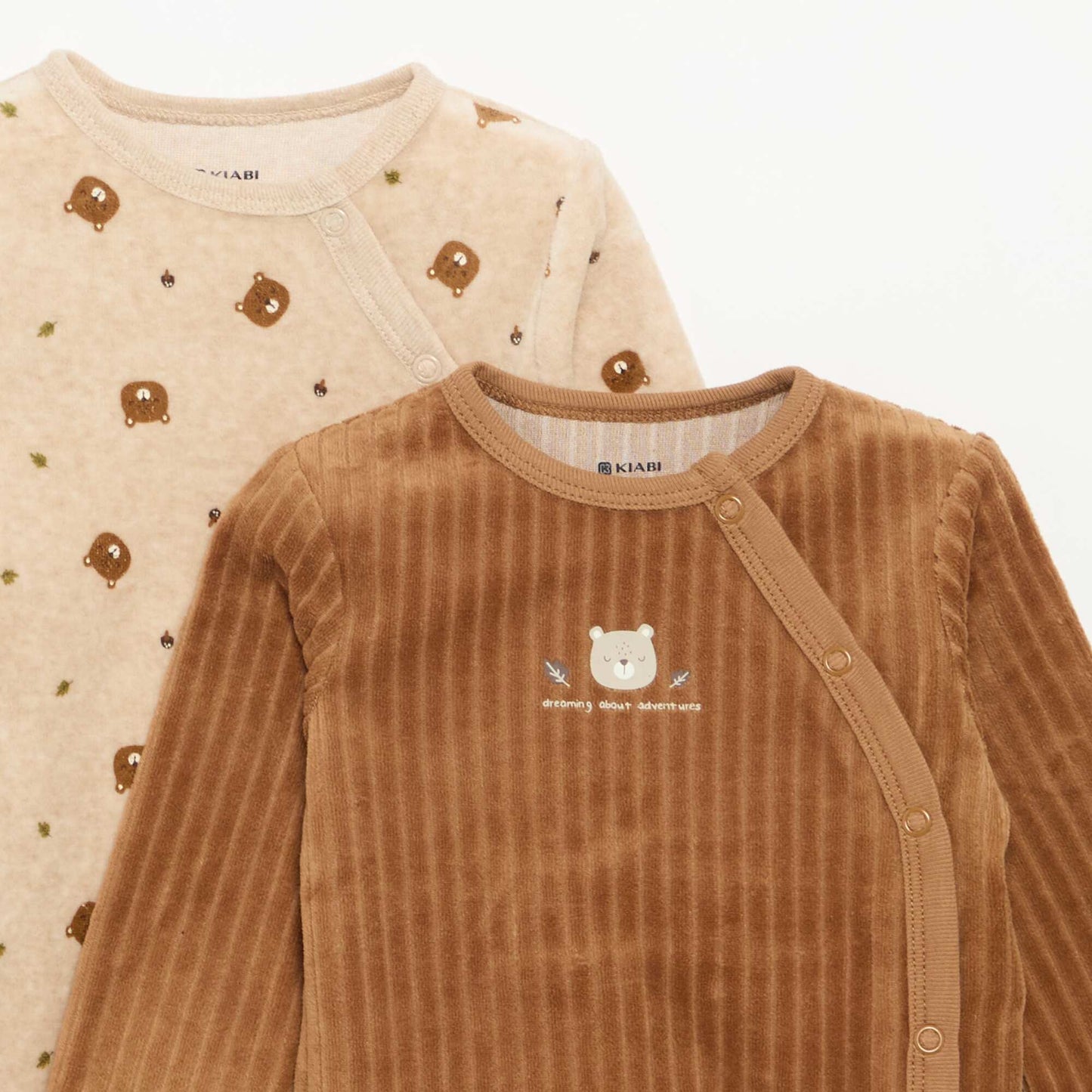 Lot de 2 pyjama en velours avec pieds MARRON