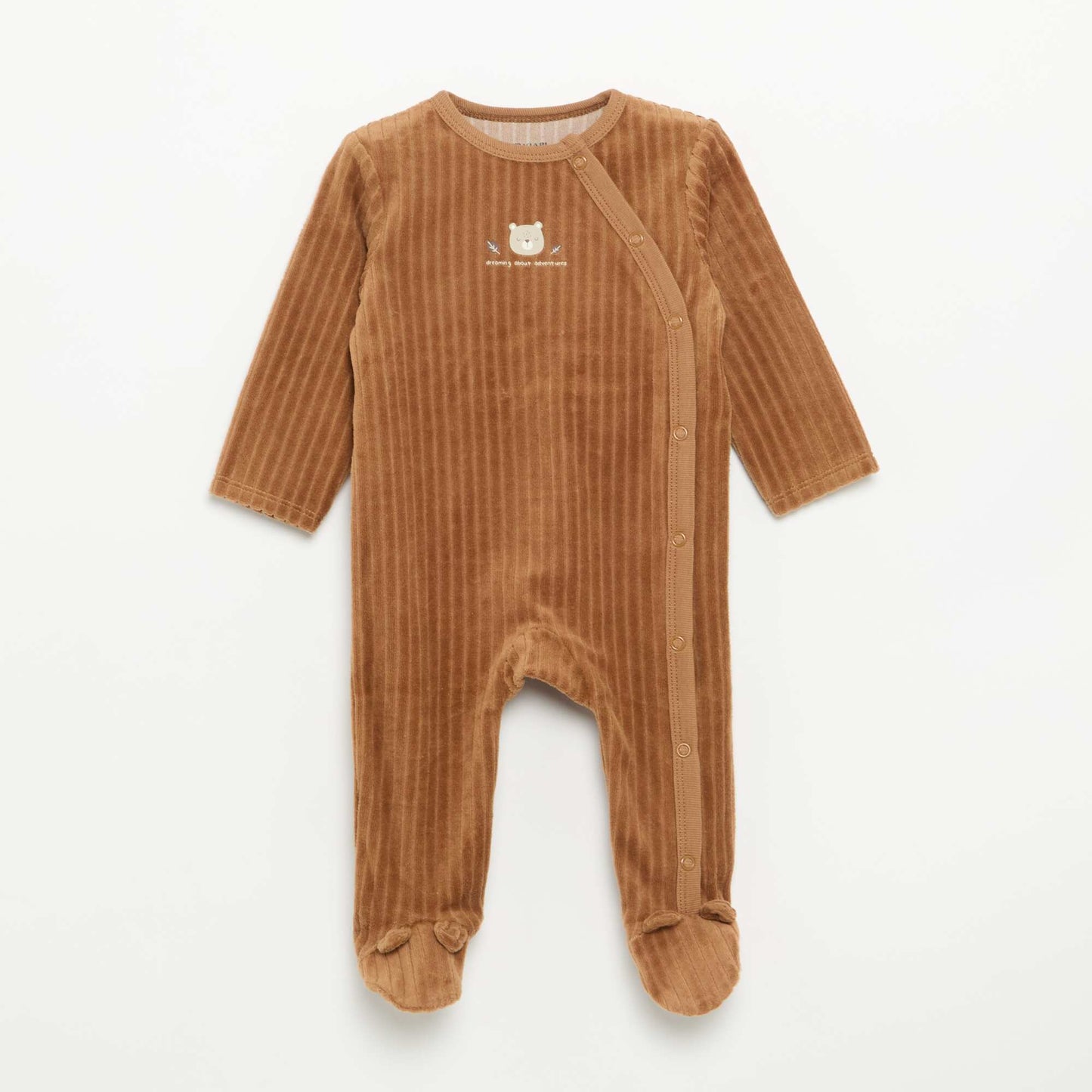 Lot de 2 pyjama en velours avec pieds MARRON