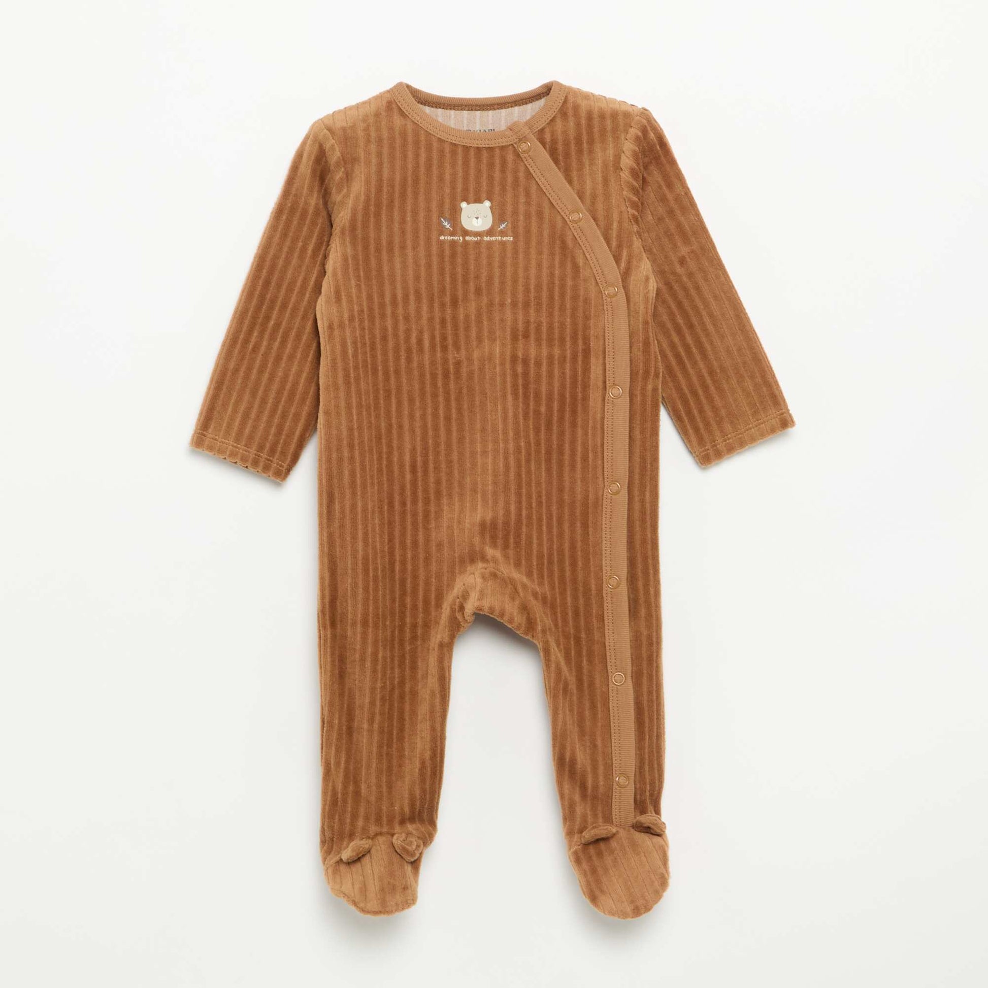 Lot de 2 pyjama en velours avec pieds MARRON