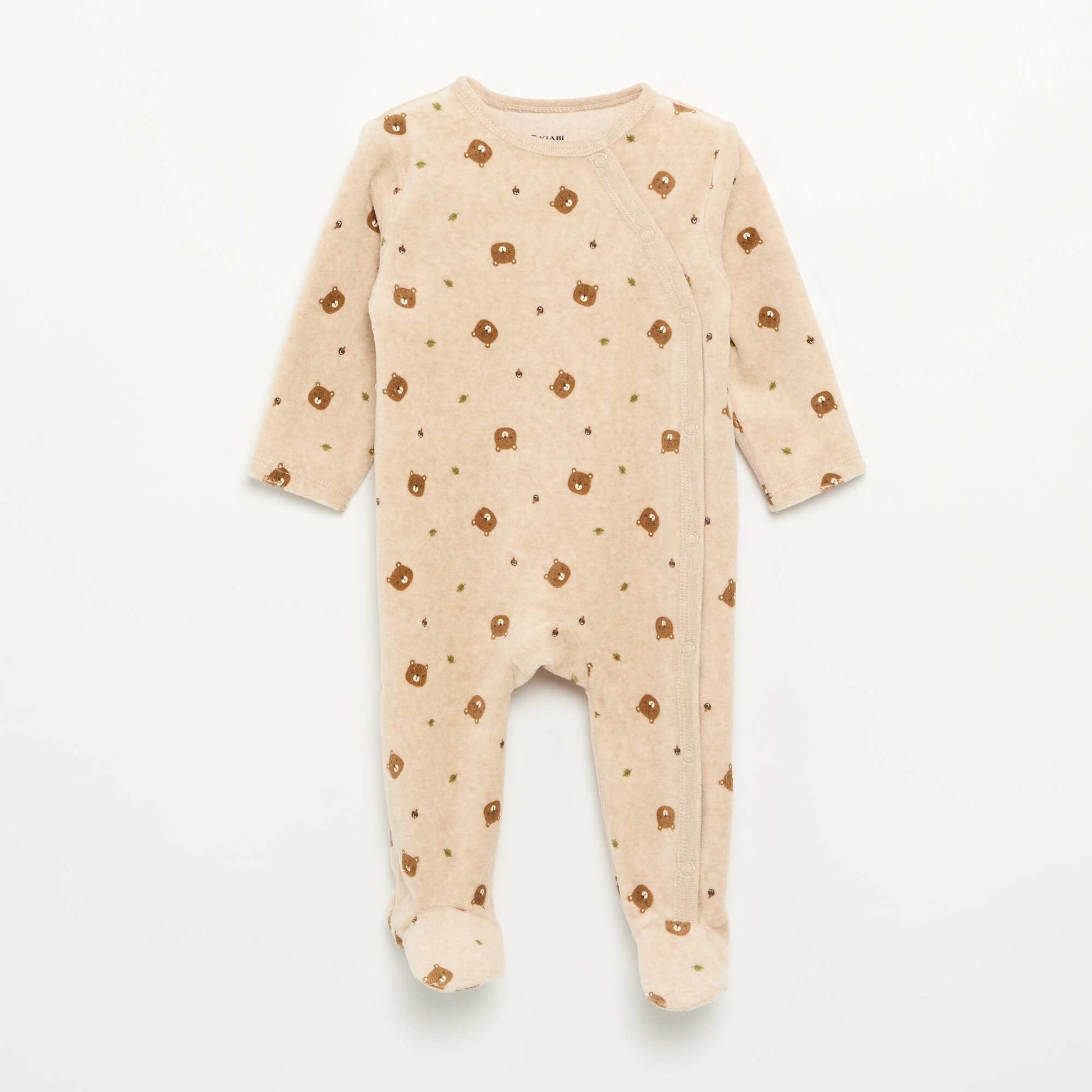 Lot de 2 pyjama en velours avec pieds MARRON