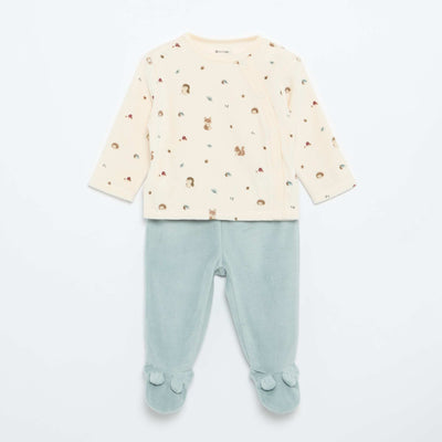 Pyjama 2 pièces en velours BLEU