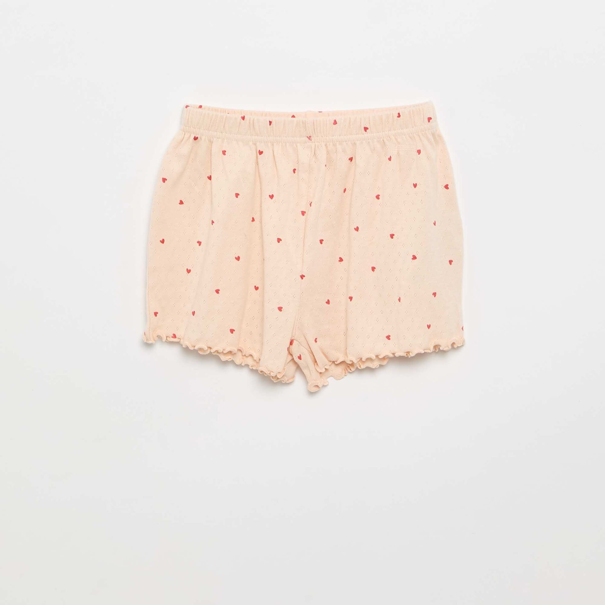 Ensemble de pyjama t-shirt + short en maille pointelle - 2 pièces ROSE