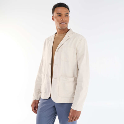 Veste en coton et lin avec poches plaquées BEIGE