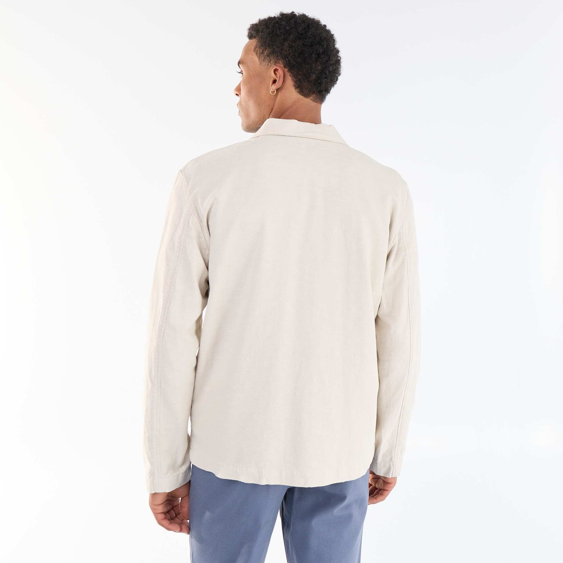 Veste en coton et lin avec poches plaquées BEIGE